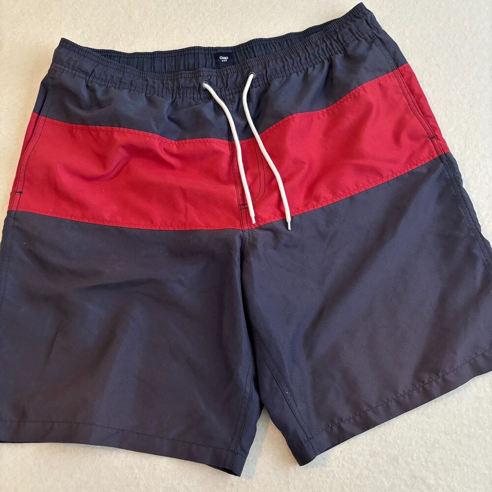 Gap‎ Swim Trunks Mens XL Blue Red Shorts Beachwear Pool Swimming Preppy